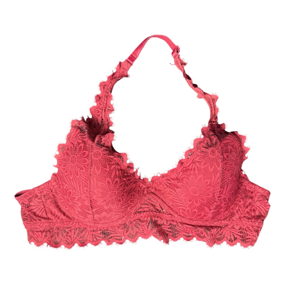 PINK Victoria's Secret Floral Lace Bralette in Red